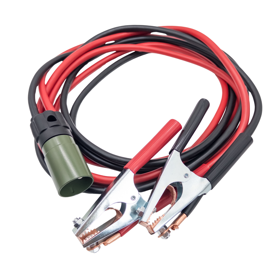 NATO Überbrückungskabel 24V 4 m 35 mm² mit 2-poligem Stecker und Batterieklemmen