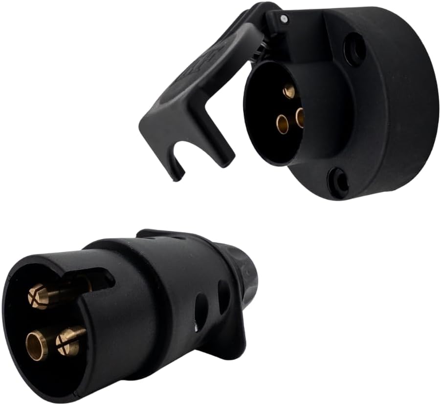 3 Poliger Stecker & Steckdose SET 6-24V DIN 9680 – Schraubanschluss – Traktor, Anhänger & Landmaschinen