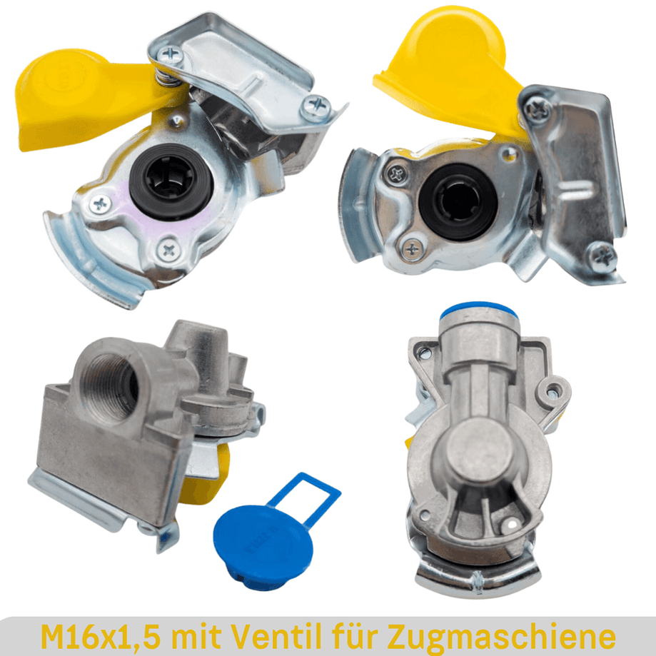 M16 Luftwendel / Wendelschlauch Gelb & Rot mit Plastikschutz- Kupplungskopf Gelb & Rot M16 mit Ventil