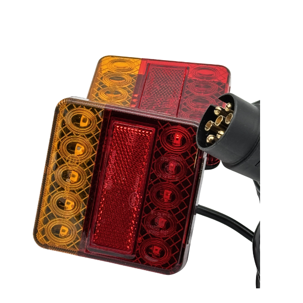 Magnetische LED Anhängerleuchten 12V Set – 7,5m Kabel, 7-polig, E-Mark, Rückleuchten für Anhänger, LKW & Wohnwagen