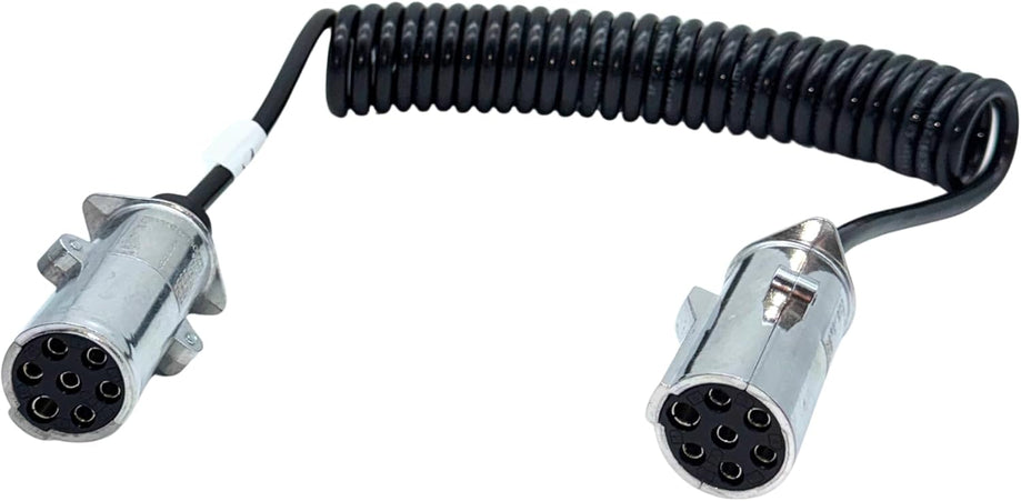 7-polige N-Type Elektrowendel 24V 4m | TPU Spiralkabel | Aluminium-Metallstecker | ISO 1185 für LKW, Anhänger & Auflieger