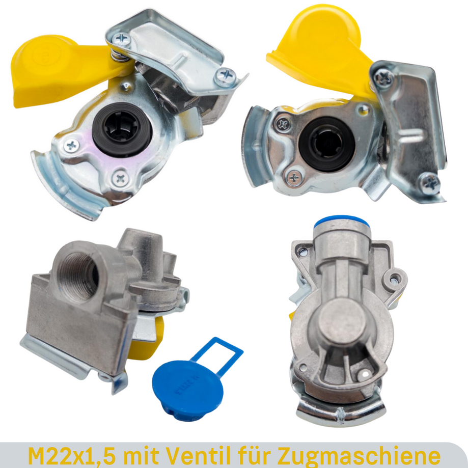 M22 Luftwendel / Wendelschlauch Gelb & Rot mit Plastikschutz- Kupplungskopf Gelb & Rot M22 mit Ventil