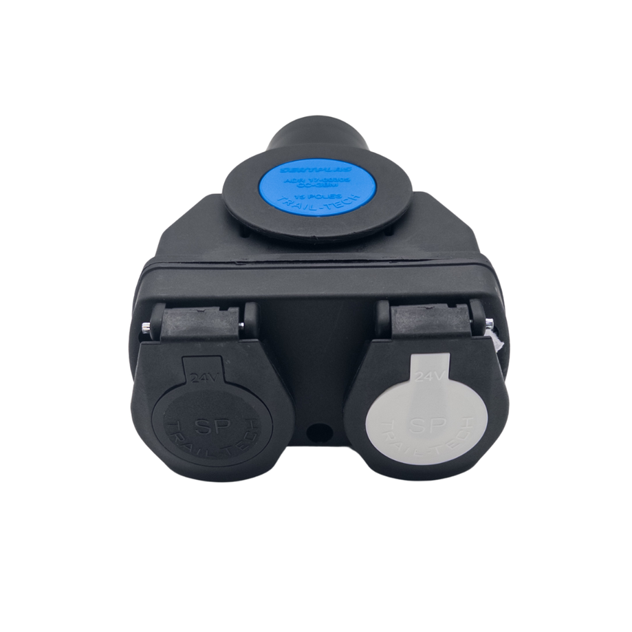 15 poliger 24V Kurzadapter auf 2 x 7 polige Stecker Steckdose für LKW