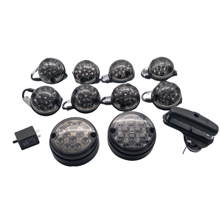 Defender LED Scheinwerfer 12 Teilig Smoked Deluxe Upgrade SET TD4 - TD5