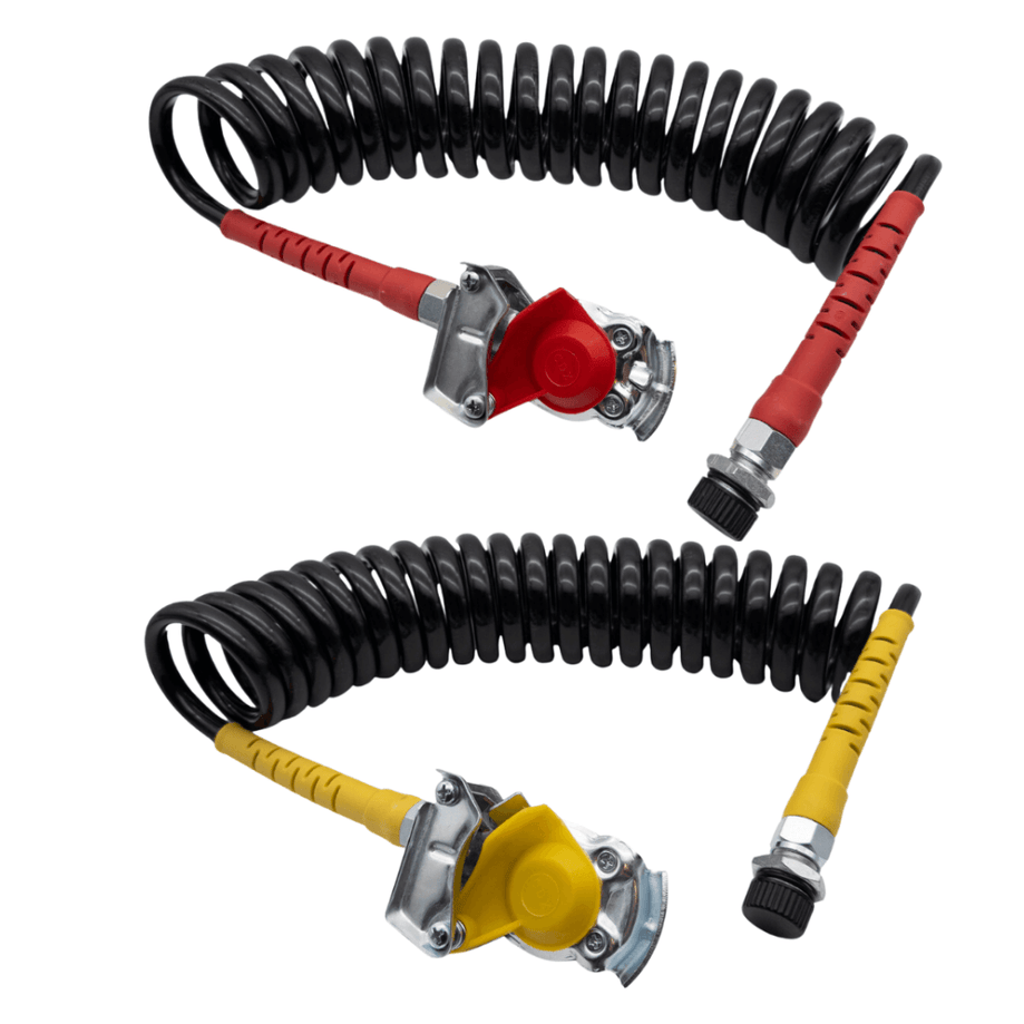 M22 Luftwendel / Wendelschlauch Gelb & Rot mit Plastikschutz- Kupplungskopf Gelb & Rot M22 OHNE Ventil