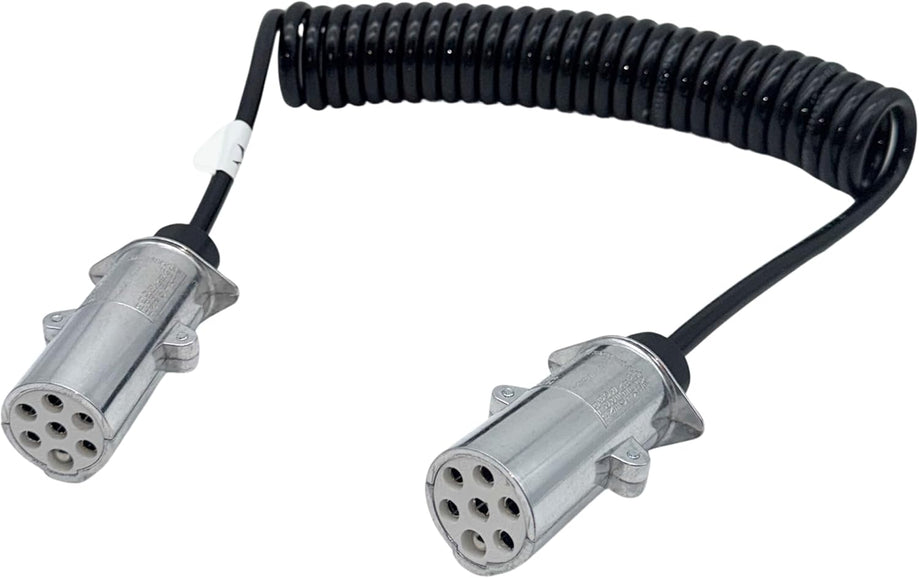 7-poliges S-Type Spiralkabel 24V mit Aluminium Metallstecker | Elektrowendel für LKW & Anhänger
