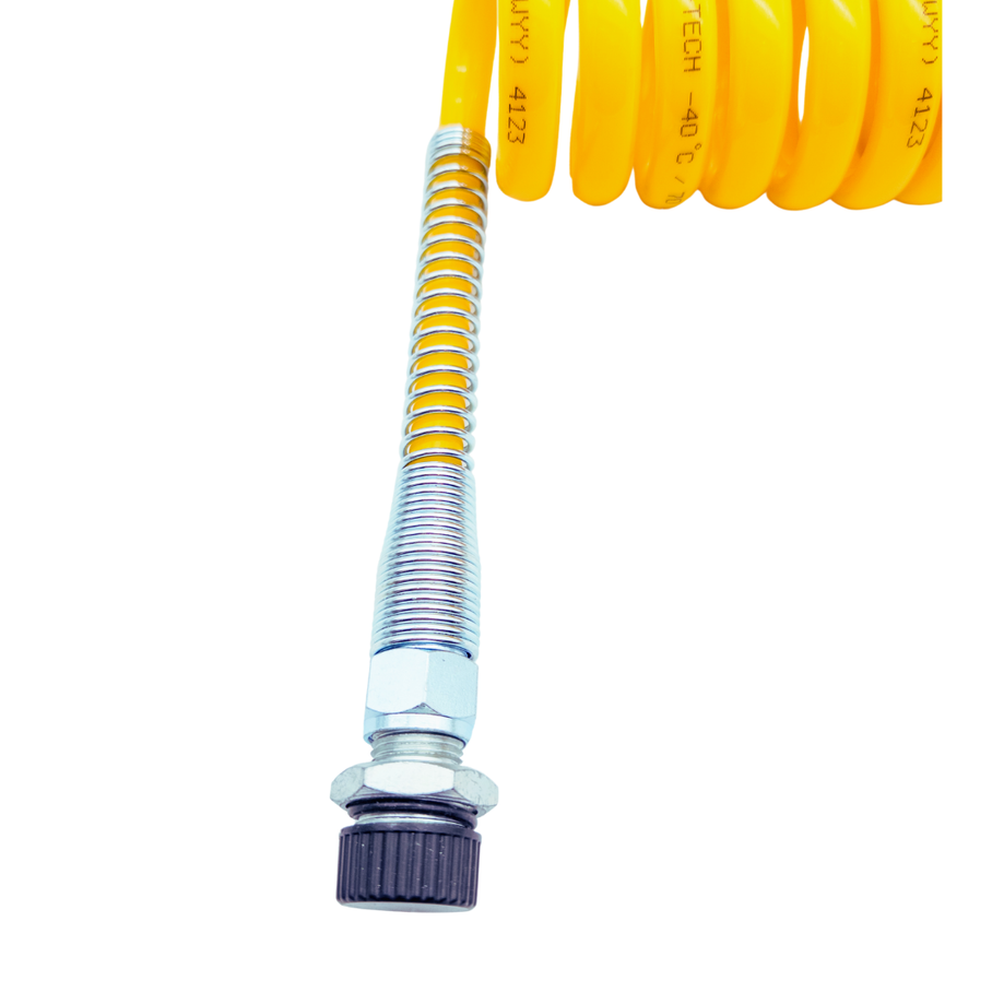 Luftwendel / Wendelschlauch M16 Knickschutz Gelb M16x1,5 4 meter