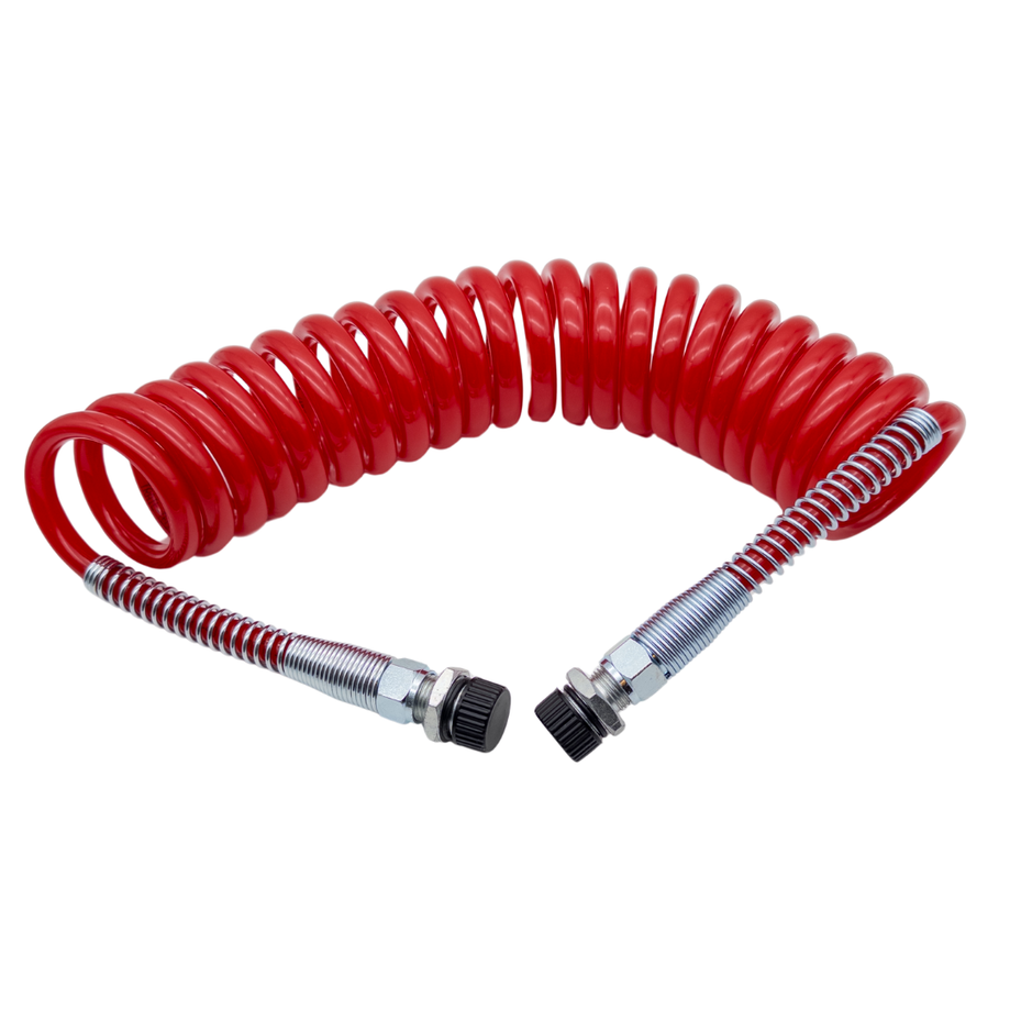 Luftwendel / Wendelschlauch M16 Knickschutz Rot M16x1,5 4 meter