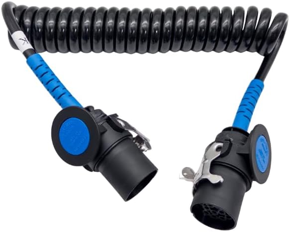 15-poliges TPE Wendelflexkabel 24V 4m | ISO 12098 | Euro 6 | ADR & IP69K | 3x2,5 mm² + 12x1,5 mm² | LKW Anhänger Trailer