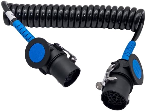 15-poliges TPE Wendelflexkabel 24V 4m | ISO 12098 | Euro 6 | ADR & IP69K | 3x2,5 mm² + 12x1,5 mm² | LKW Anhänger Trailer