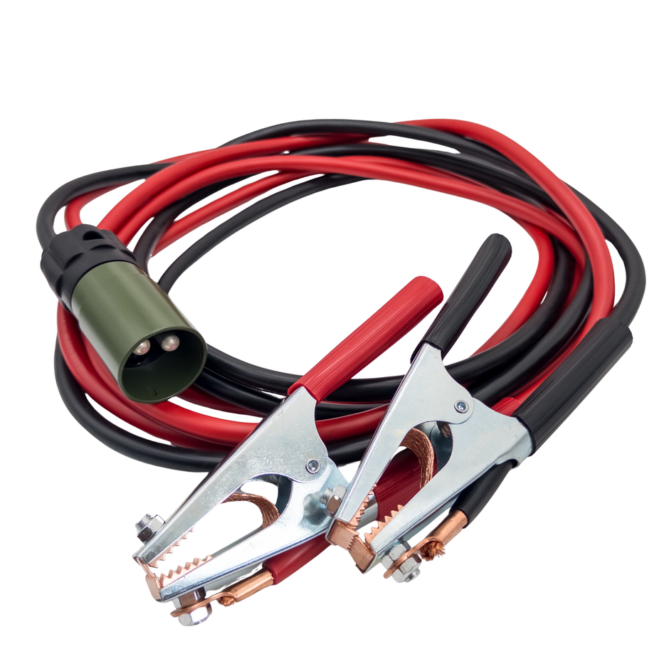 NATO Überbrückungskabel 24V 4 m 35 mm² mit 2-poligem Stecker und Batterieklemmen