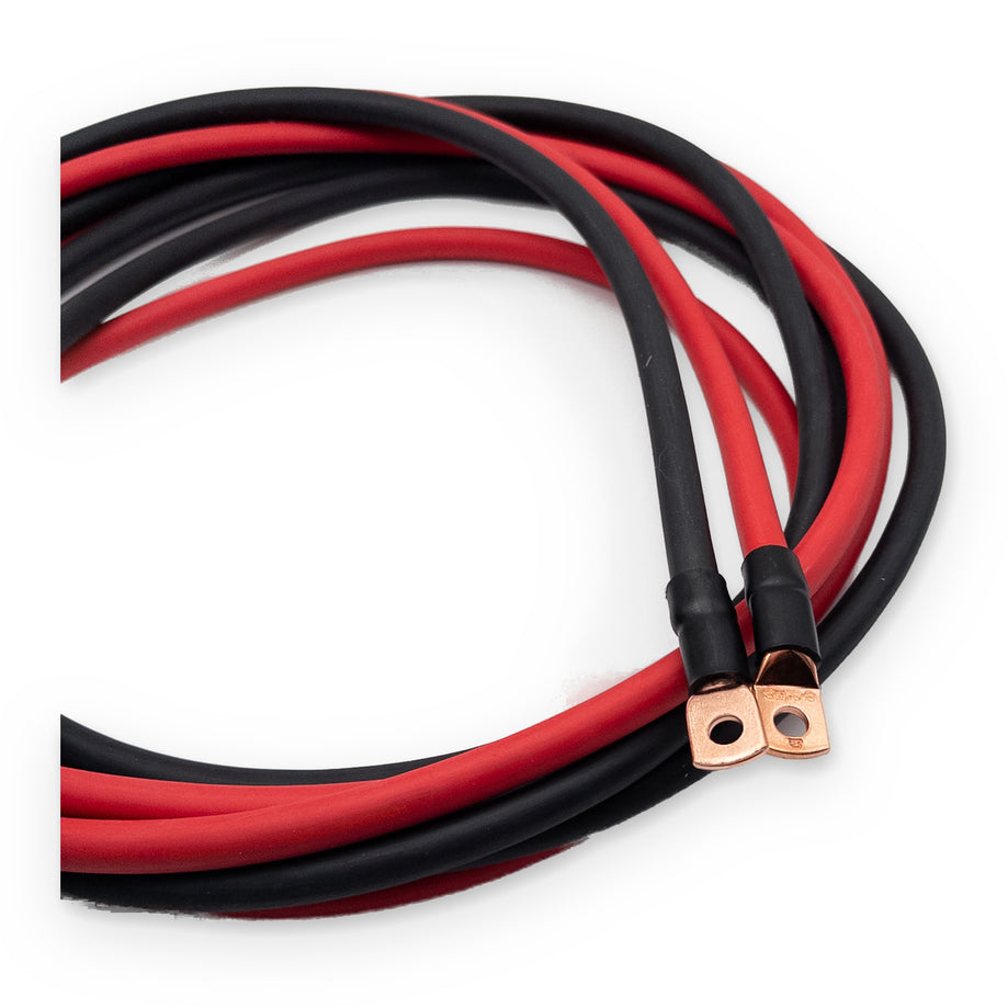 NATO socket with cable 4 m – detail of red/black ring terminals 35 mm²