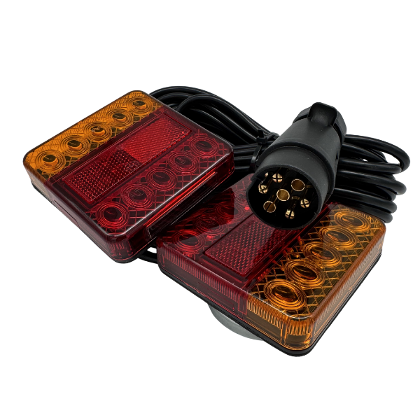 Magnetische LED Anhängerleuchten 12V Set – 7,5m Kabel, 7-polig, E-Mark, Rückleuchten für Anhänger, LKW & Wohnwagen