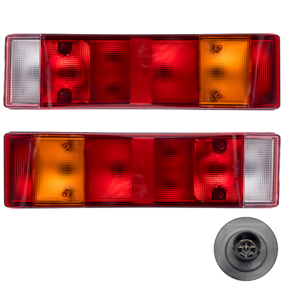 LKW Heckleuchte 24V mit Austrian Socket Set– 7-polig (Links) & 5-polig (Rechts) für MB, Actros, Atego, Axor, Unimog