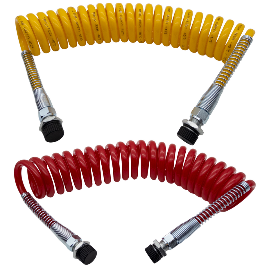 M22 Luftwendel / Wendelschlauch Rot & Gelb SET M22x1,5 mit Knickschutz