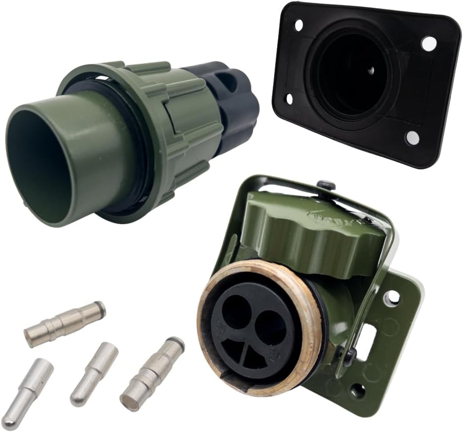 NATO Stecker - Steckdose 50mm²mit Gummidichtung SET 12/24V 2 Polig passend für Kabel mit Kontaktstiften