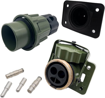 NATO Stecker - Steckdose 35mm² mit Gummidichtung SET 12/24V 2 Polig passend für Kabel  mit Kontaktstiften
