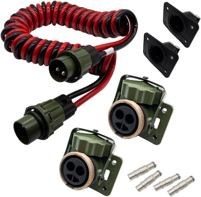 Kit de raccordement OTAN 35 mm² 4 m | Câble spiralé + 2 prises avec joint en caoutchouc | 12V/24V