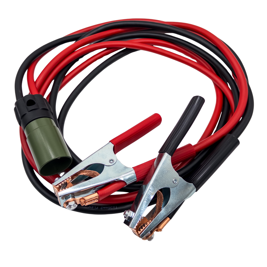 NATO Überbrückungskabel 24V 4 m 35 mm² mit 2-poligem Stecker und Batterieklemmen